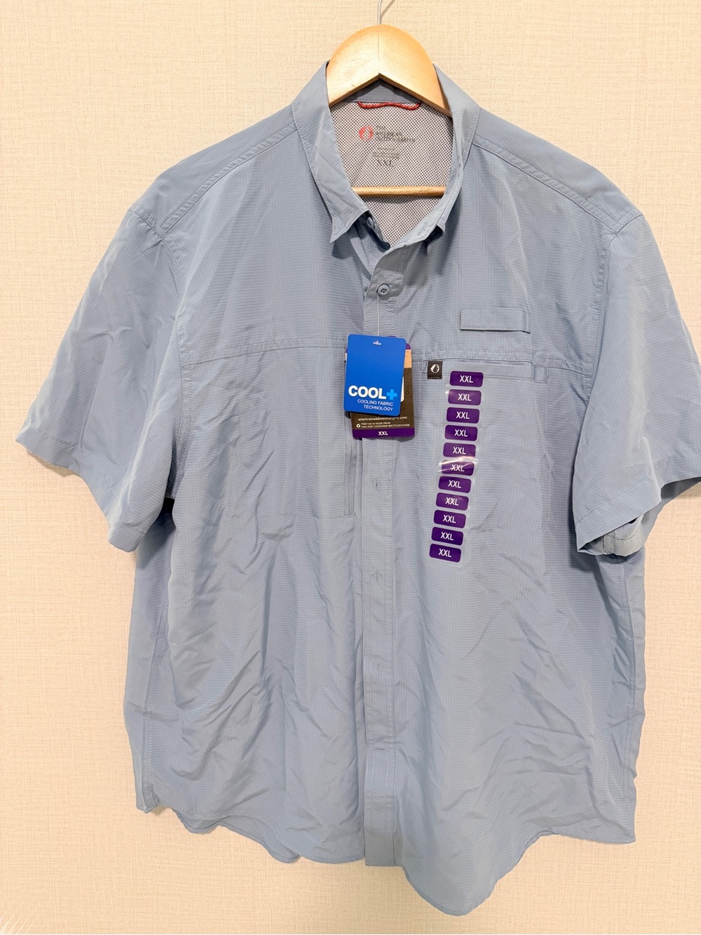 Men's Short Sleeve Casual Button-Down Shirt - Light Blue